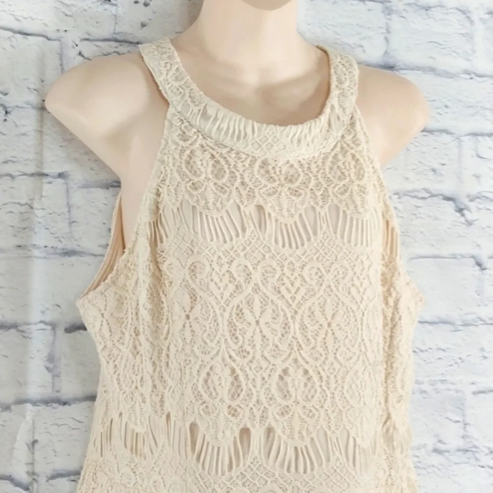 🔵BOGO FREE🔵 Pinky Lace Dress Creme Color Sleeveless Juniors Sz XL - Picture 2 of 6